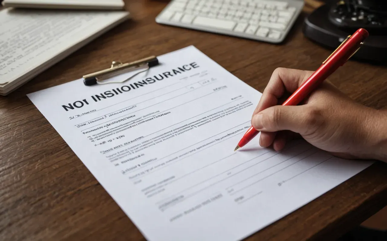 revisión póliza hogar exclusions A person carefully reading a home insurance policy document with a red pen highlighting specific exclusion clauses while sitting at a wooden table in a cozy study room.