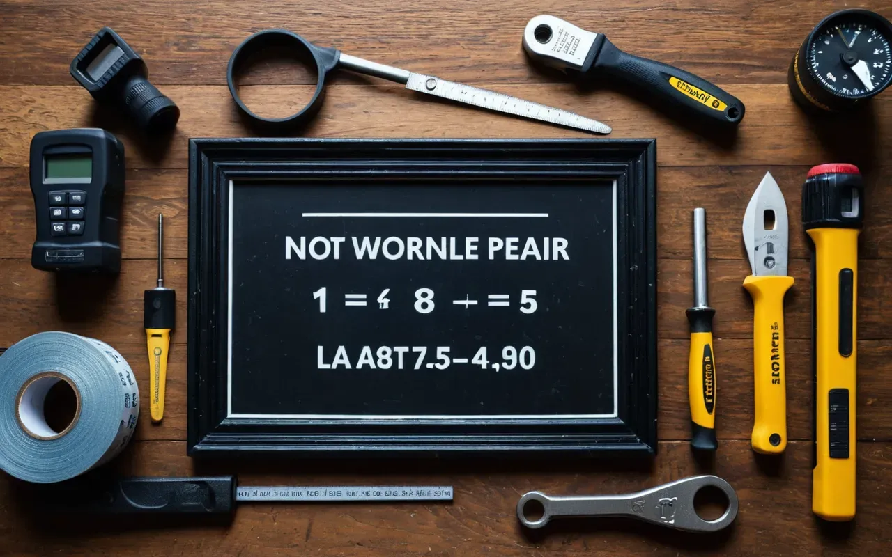 Flat lay of basic home repair tools including tape measure screwdriver wrench and flashlight on wooden table surface clean composition