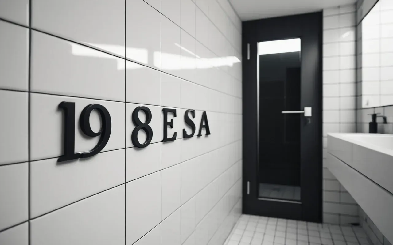 reparaciones hogar Interior of a modern minimalist bathroom with white ceramic tiles and chrome fixtures, bright even lighting, clean lines, no people present, editorial architectural photography style without any visible text or signage