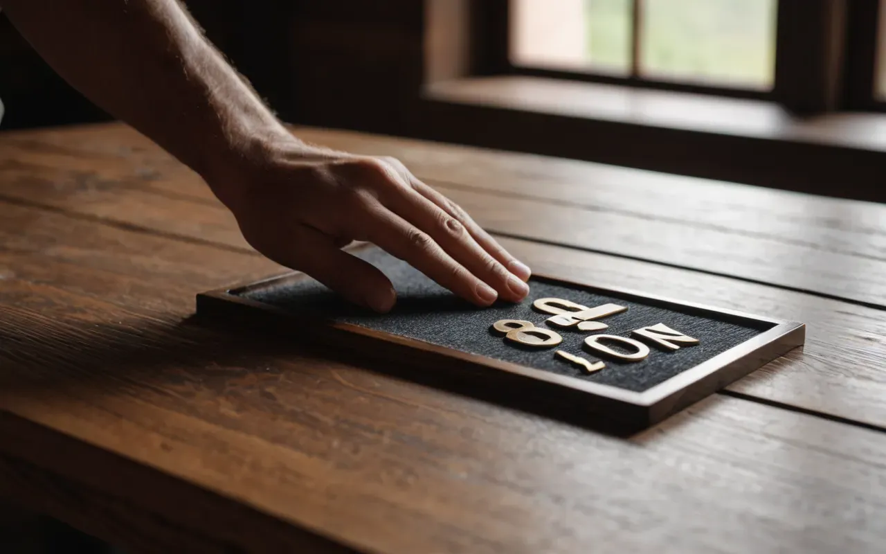 A hand touching a smooth wooden table edge under soft natural light, highlighting the even texture and lack of visible scratches.